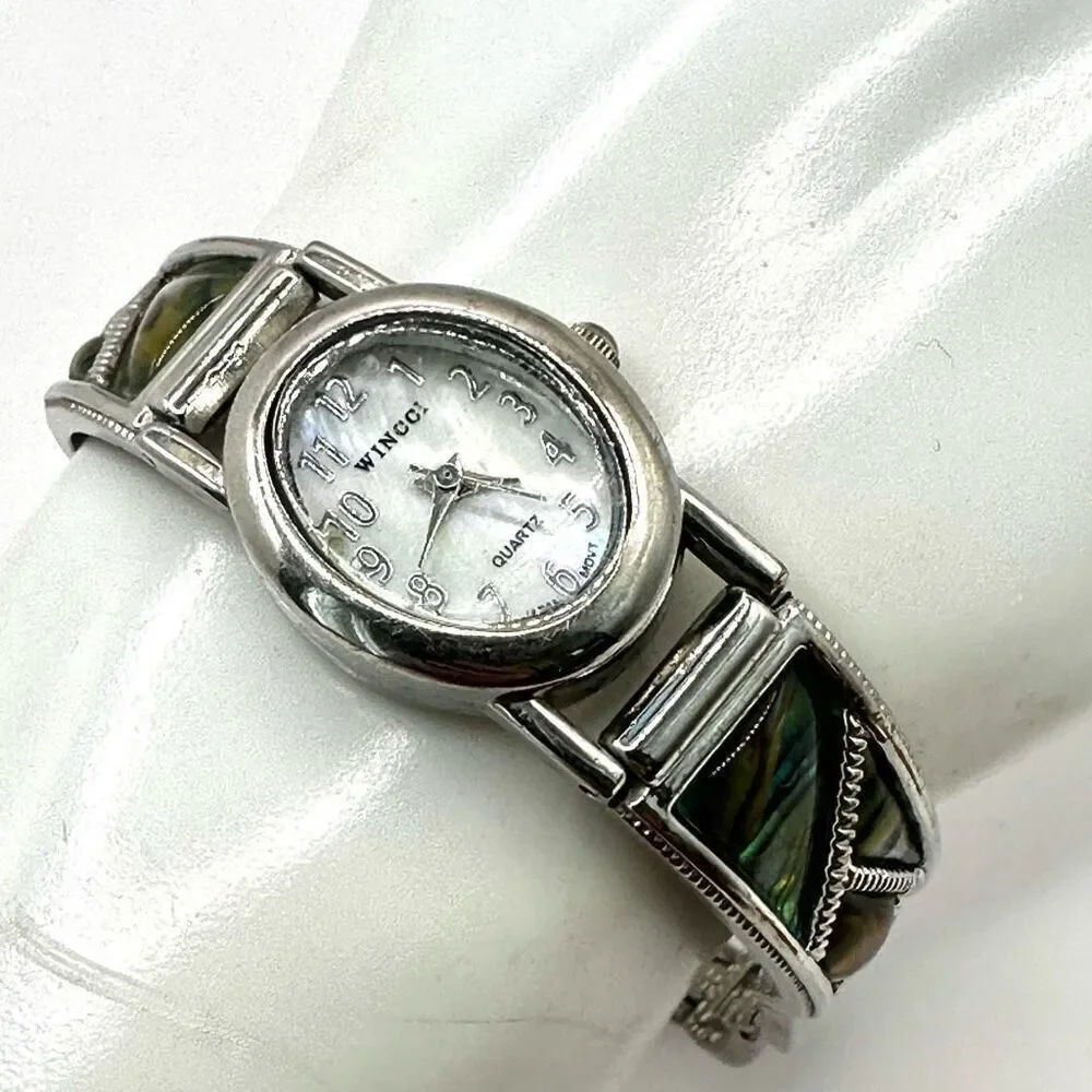Wincci abalone silver tone watch